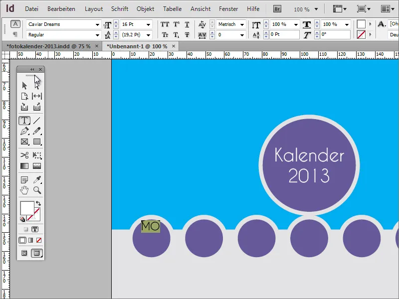 Realizarea unui calendar foto cu copertă în Adobe InDesign.