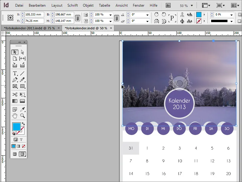 A crea un calendar foto cu copertă în Adobe InDesign.