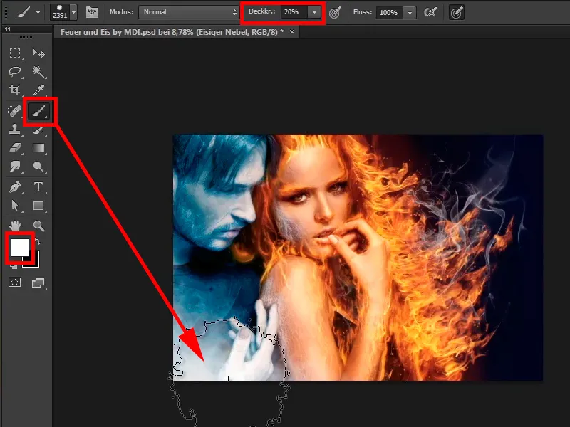 Photoshop-Composing - Foc și Gheață - Partea 11 - Ceața înghețată și ajustări de culoare