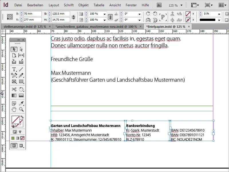 A crea șablon de scrisoare clasic/modern și jucăuș în Adobe InDesign.