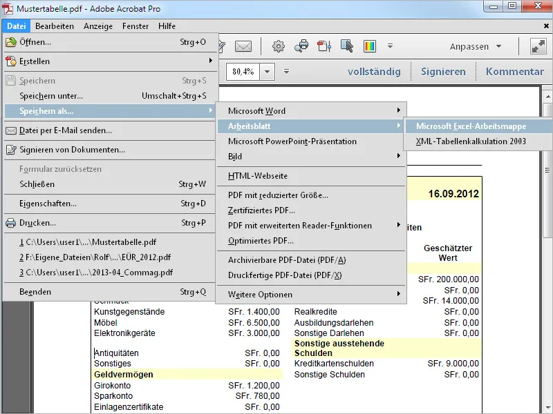 A extrage imagini și text din fișiere PDF și a le salva ca document de birou cu Acrobat.