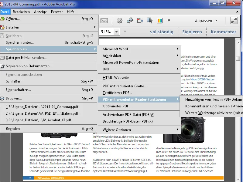 Extrageți imagini și text din fișiere PDF și salvați-le ca document de birou cu Acrobat.