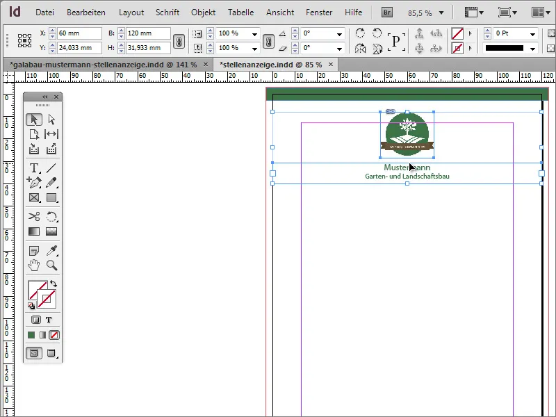 Creare anunț de angajare în Adobe InDesign