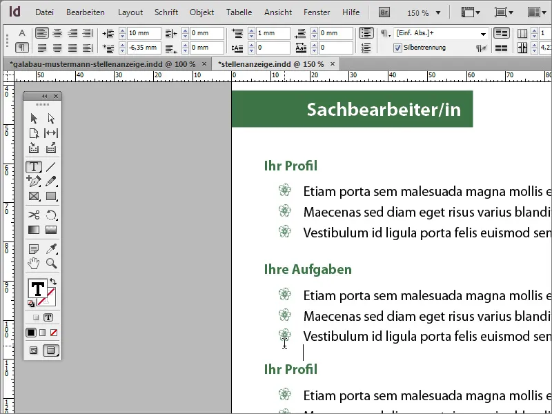 Creează un anunț de angajare în Adobe InDesign.