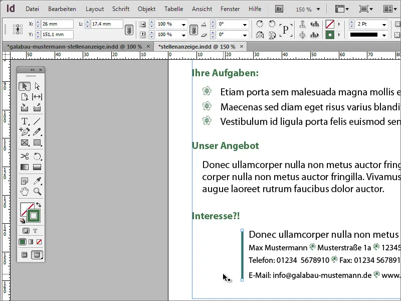 Creează un anunț de angajare în Adobe InDesign.