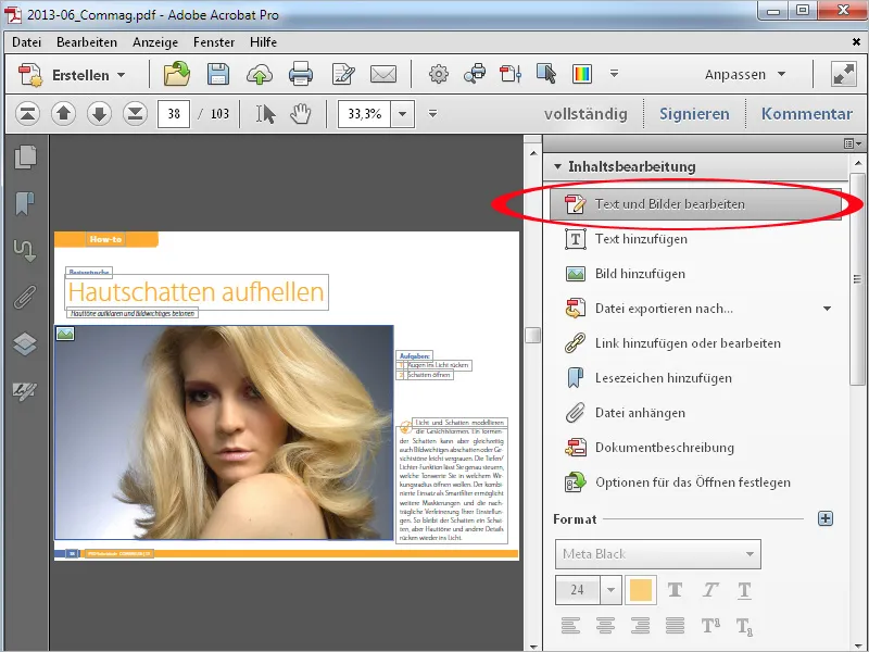 Texte und Objekte bearbeiten mit Acrobat