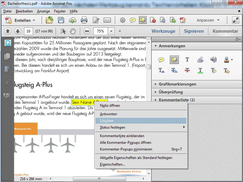 Anmerkungs- und Kommentarwerkzeuge in Acrobat