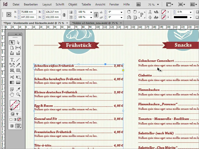 Professionelle Speisekarte in Adobe InDesign gestalten - Teil 4