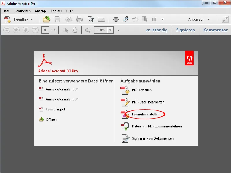 Formulare erstellen in Acrobat