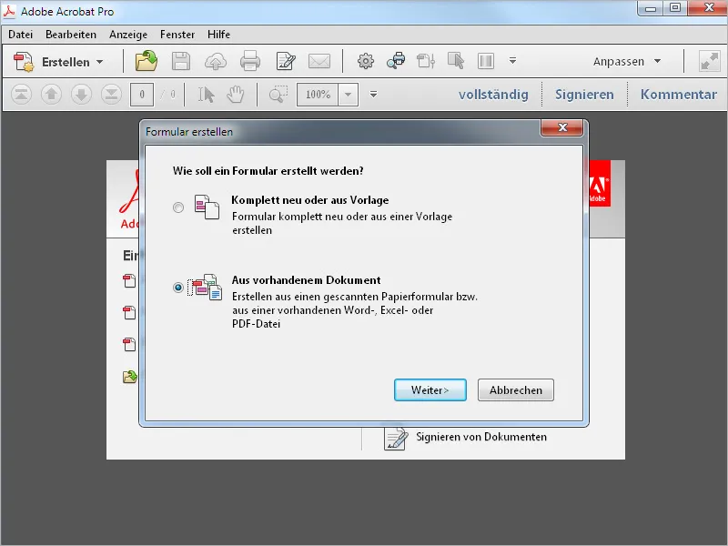 Formulare erstellen in Acrobat