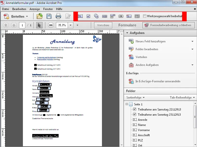 Formulare erstellen in Acrobat