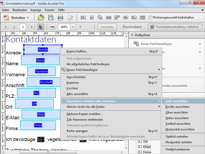 Formulare erstellen in Acrobat