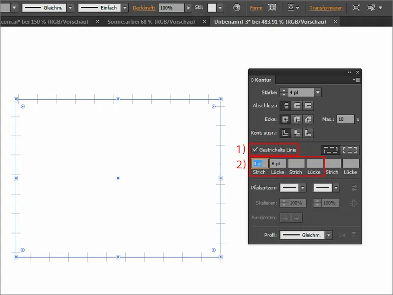 Sfaturi și trucuri pentru Adobe Illustrator: Crearea unei linii punctate (exemplu: timbru)