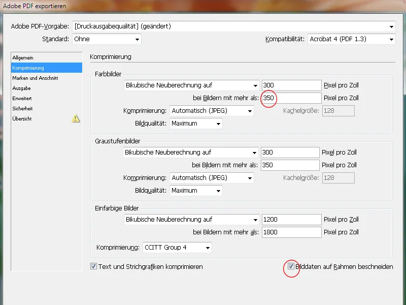 PDF-Export - Voreinstellungen von Acrobat