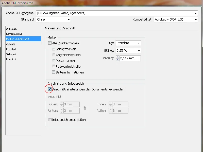 PDF-Export - Voreinstellungen von Acrobat