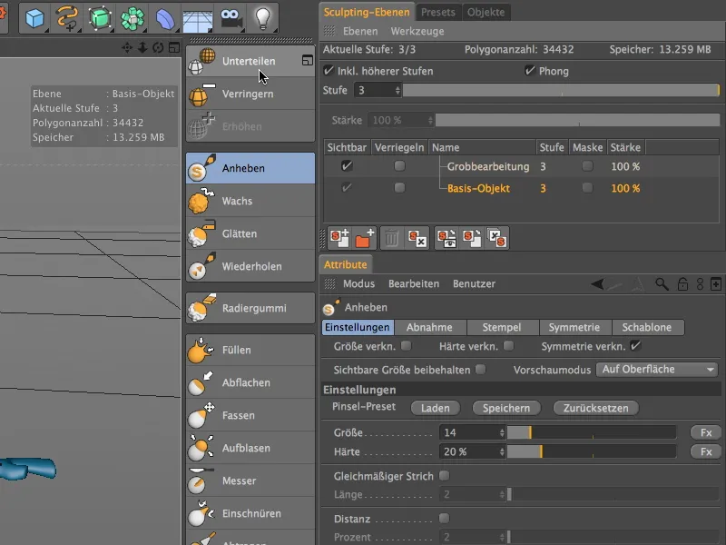 Neu in Release 14 - Modelling von Details mit Sculpting