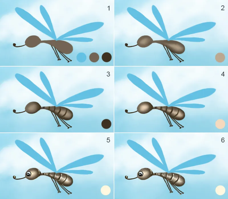 Illustration - Auf der Fischjagd! - Teil 2 - Hintergrund, Insekten und Wurm malen