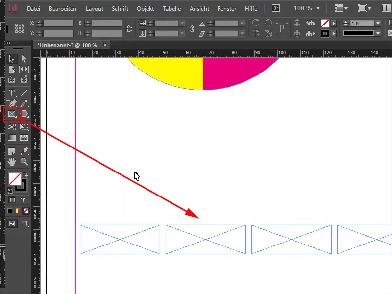 Câmpuri de culoare multicolore în InDesign.