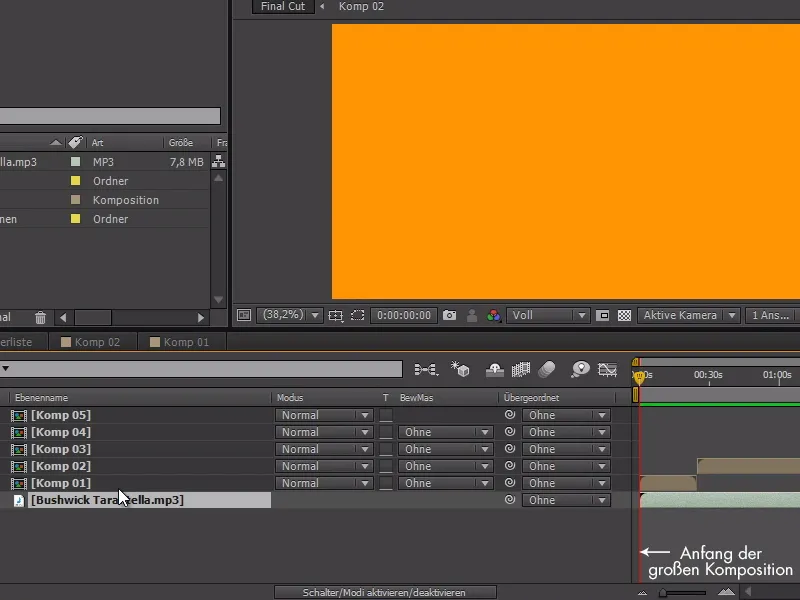 Sfaturi și trucuri pentru animație în After Effects: Audio în subcompoziții