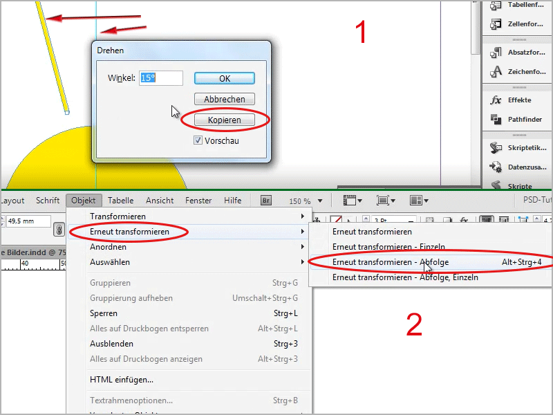 Sfaturi și trucuri pentru Adobe InDesign: cum să obții efectul de raze de soare prin copiere inteligentă.