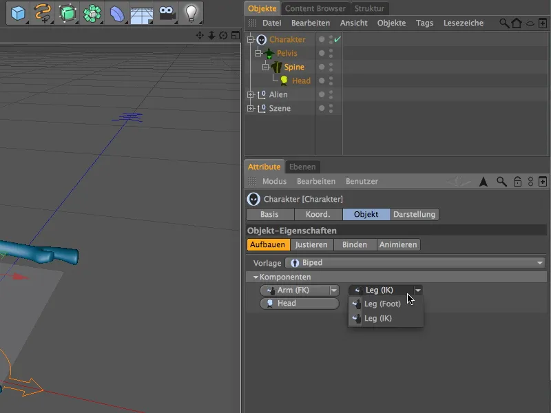 Nou în versiunea 13 - rigging-ul unui extraterestru cu un șablon de caracter.