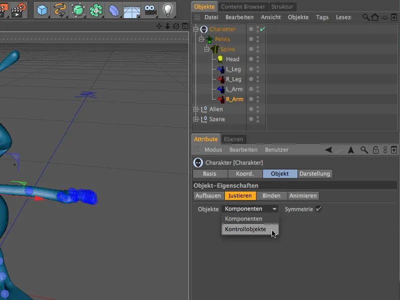 Nou în versiunea 13 - rigging-ul unui extraterestru cu o șablon de personaj