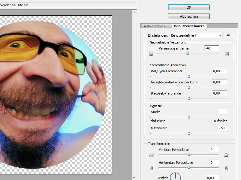 Photoshop-Filter: Objektivkorrektur