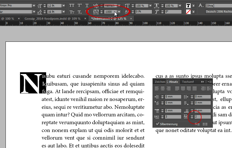 Izveidot inicialus programmas InDesign