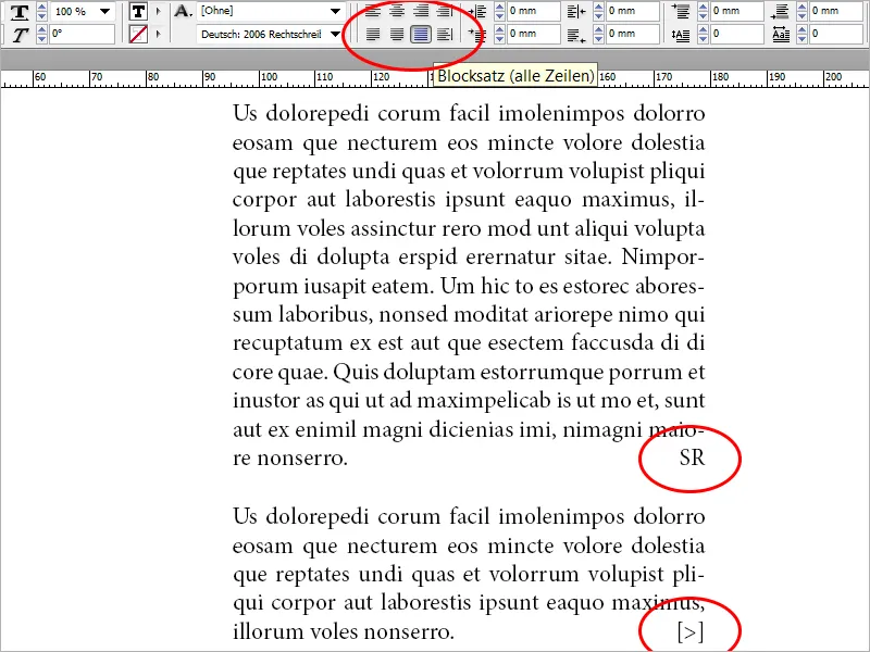 Der Blocksatz in InDesign