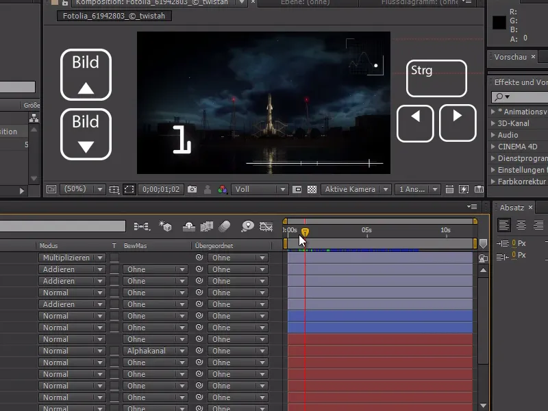 Tipps und Tricks zum Workflow in After Effects: Navigieren in der Timeline