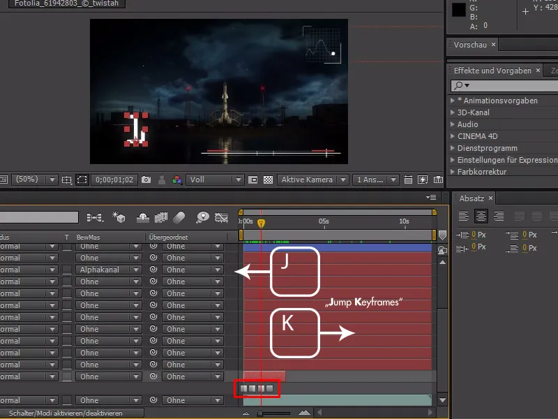 Tipps und Tricks zum Workflow in After Effects: Navigieren in der Timeline