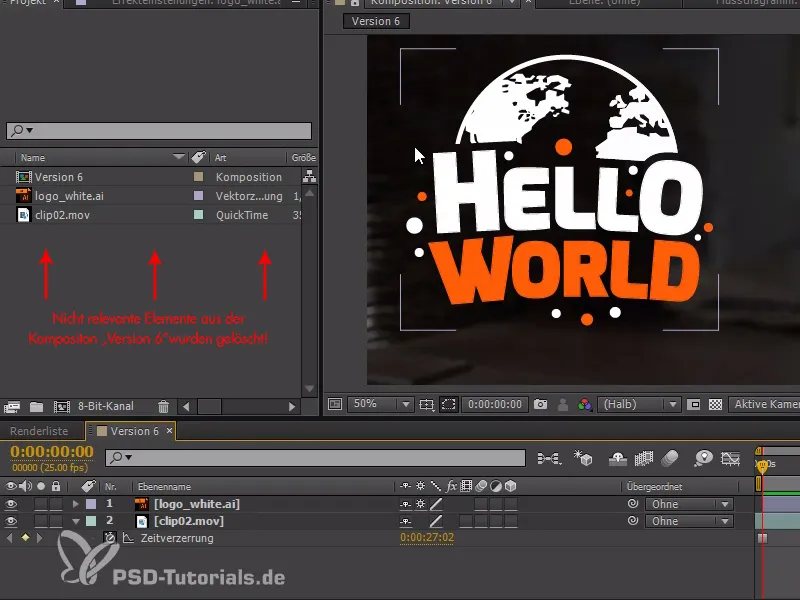 Tipps und Tricks zum Workflow in After Effects: Projekt reduzieren