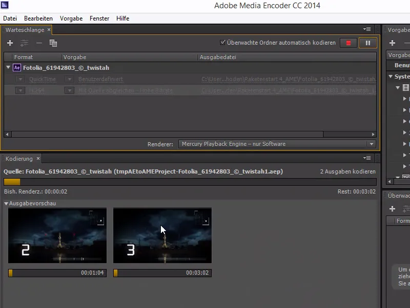 Sfaturi și trucuri pentru fluxul de lucru în After Effects: Randarea în Media Encoder.