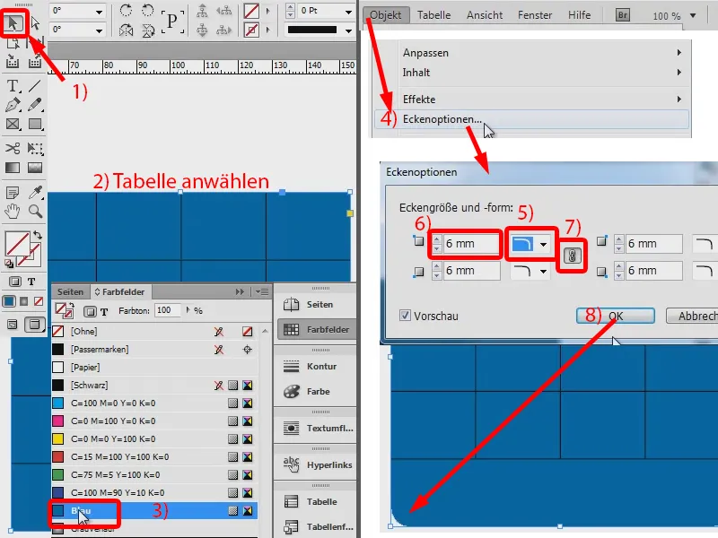 Tipps &amp; Tricks zu Adobe InDesign: Tabellen mit runden Ecken erstellen - zwei Herangehensweisen