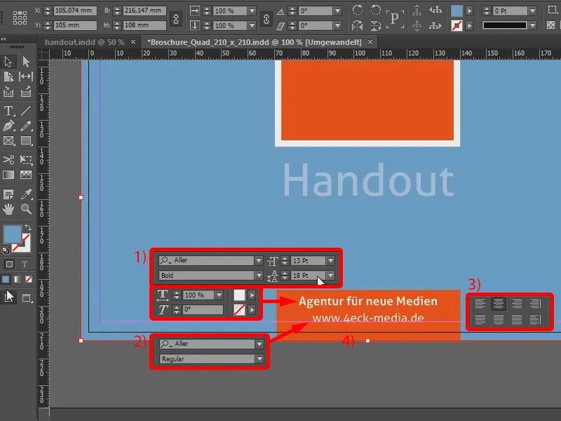 A crea un pliant ca material de informare în InDesign.