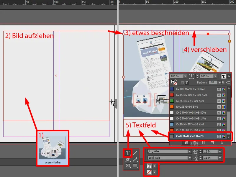 A crea un pliant ca material suport în InDesign.