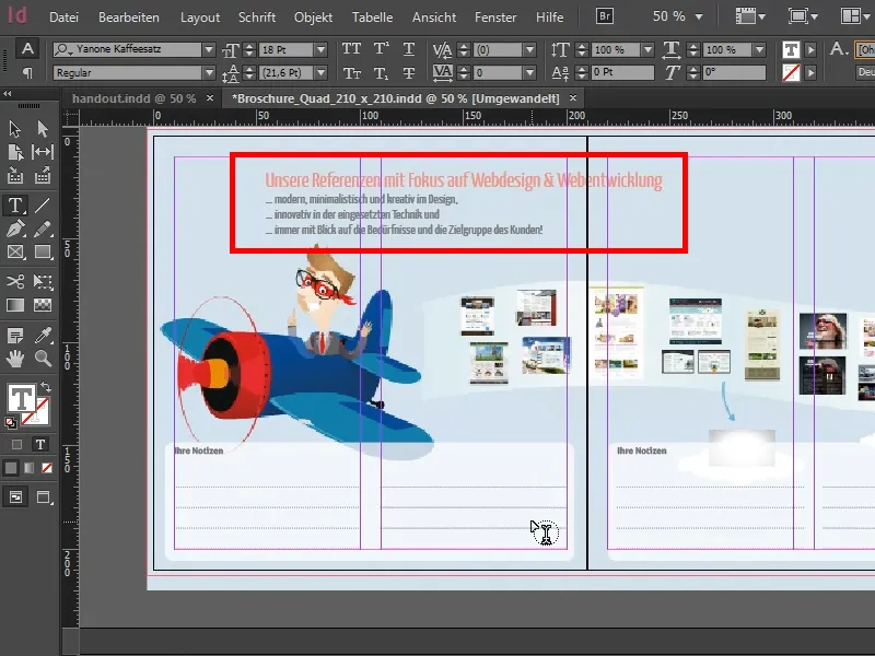 A crea un broșură ca material de informare în InDesign.