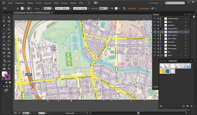 Cartografie (desenarea hărților rutiere) cu Illustrator - Partea 1