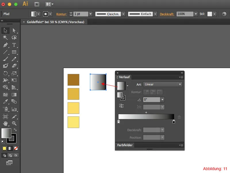 Adobe Illustrator – Goldeffekt auf Schrift