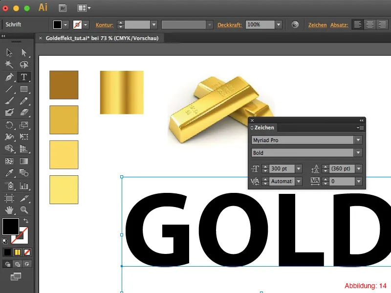 Adobe Illustrator – Goldeffekt auf Schrift