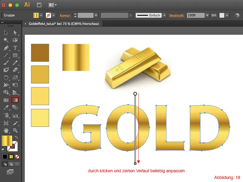 Adobe Illustrator – Goldeffekt auf Schrift