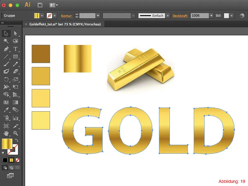 Adobe Illustrator – Goldeffekt auf Schrift