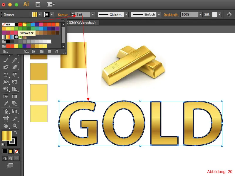 Adobe Illustrator – Goldeffekt auf Schrift